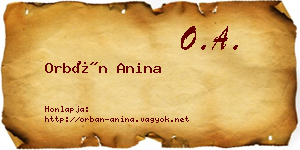Orbán Anina névjegykártya